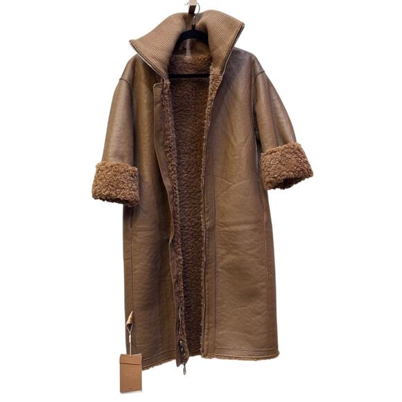 Jackets & Blazers - Lambskin Leather Shearling Full Length Coat Reversible Medium NWT